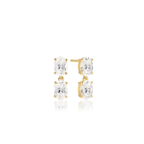 SIF Jakobs Earrings - Ellisse Due Piccolo - SJ-E2308-CZ-YG