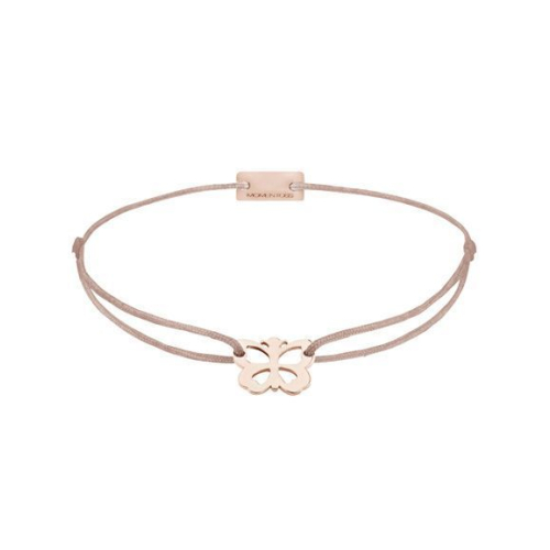 Momentoss Filo Bracelet - Textil - Braun Beige - rosé vergoldet - Schmetterling - 21200794