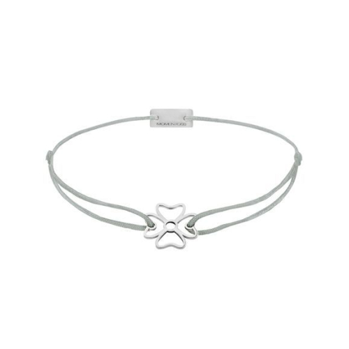Momentoss Filo Bracelet - Textil - Hellgrau - rhodiniert - Kleeblatt - 21200870