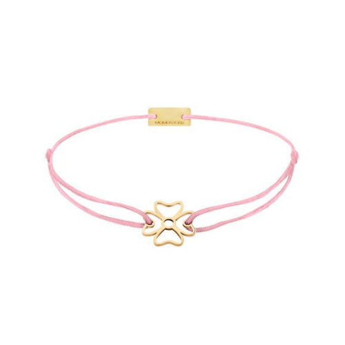 Momentoss Filo Bracelet - Textil - Dunkelrosa - vergoldet - Kleeblatt - 21200926
