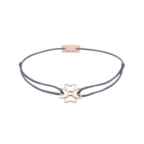 Momentoss Filo Bracelet - Textil - Grau Lila - rosé vergoldet - Kleeblatt - 21200945