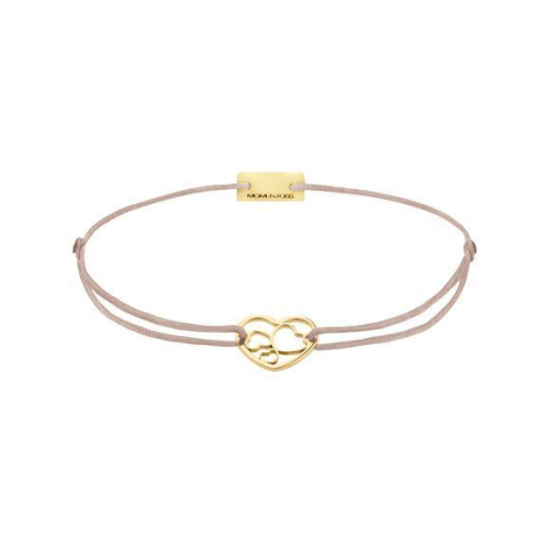 Momentoss Filo Bracelet - Textil - Braun Beige - Gelb vergoldet - Herzen - 21202044