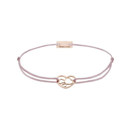 Momentoss Filo Bracelet - Textil - Rosa Braun - Rose vergoldet - Herzen - 21202082