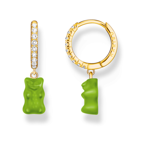 Thomas Sabo Creoles - Einzel-Creole mit grünem Goldbären-Anhänger - CR726-414-6