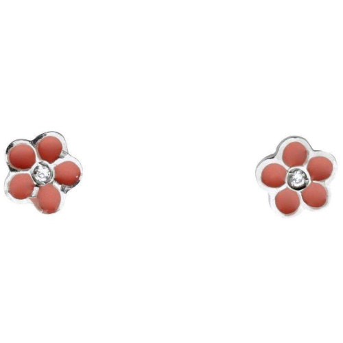 Schneider Basic Earrings - Weißgold - Blume mit rosa Email - KI55