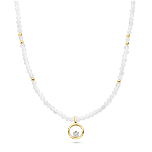 FJF JEWELLERY Necklace - Icon Heart Stone Edition Rainbow Moonstone -FJF0010050YRB